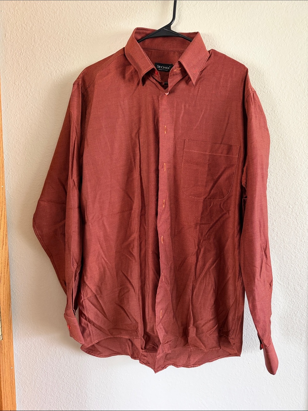 St. Croix Men's Long-Sleeve Brick Red Dress Shirt